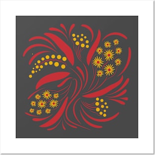 Folk floral art print  Flowers abstract art  poster Posters and Art